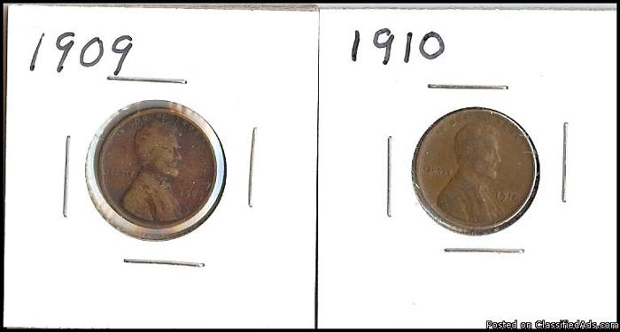 1909 & 1910 Lincoln Pennies - Price: $5.50