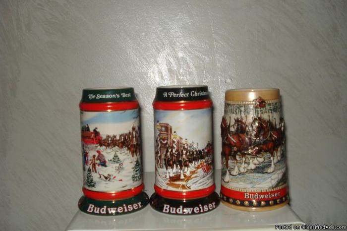 3 Budweiser Anheuser - Busch, Inc. Collectors Series 1988,1991,1992 - Price: $30.00