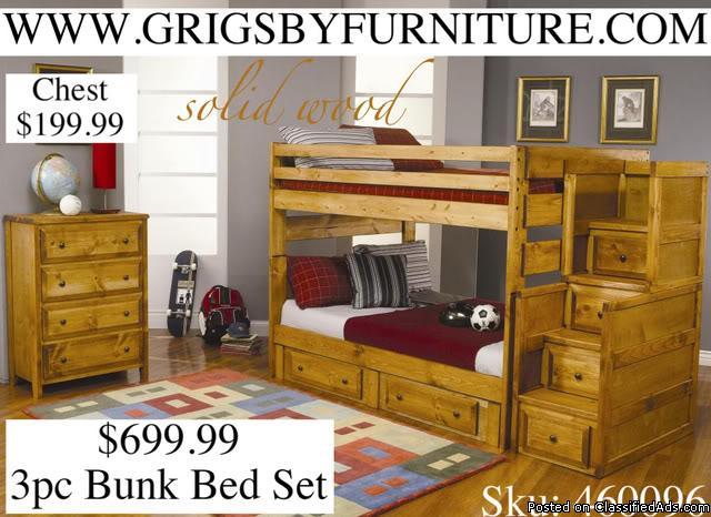 460096 Solid Wood Bunk Bed - Price: 699.99
