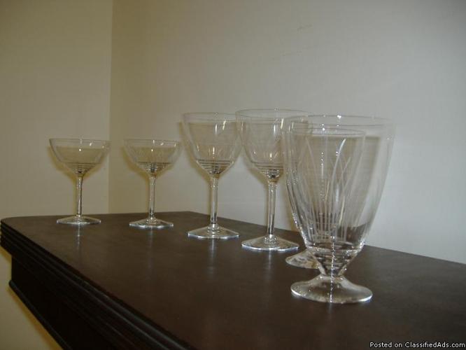 Crystal Glasses Stemware Etched Wine, Water, Tea - Price: 79.00