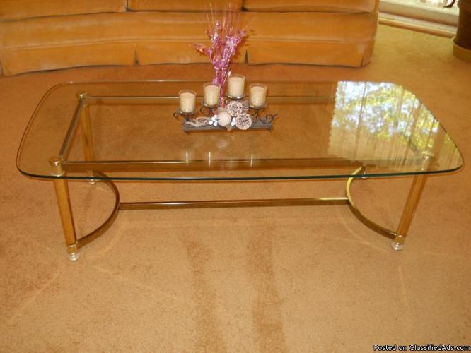 Gold Brass Polished Glass Coffee Table - Price: Best offer
