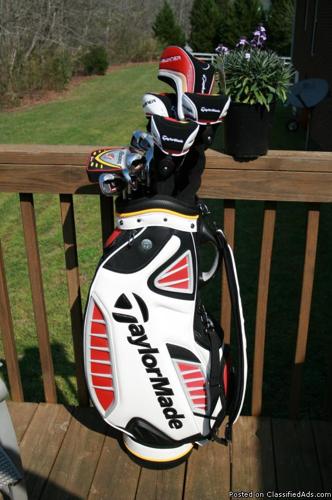 Golf Clubs-Like New TaylorMade clubs, bag, and pro cap.
