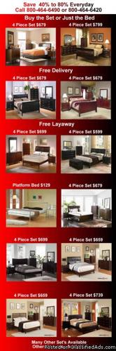 New Bedroom Sets From $599 - Price: $599