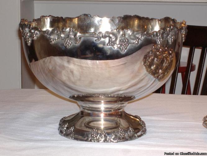Silver Punchbowl Platter and Cups Set of 12 - Price: 399.00