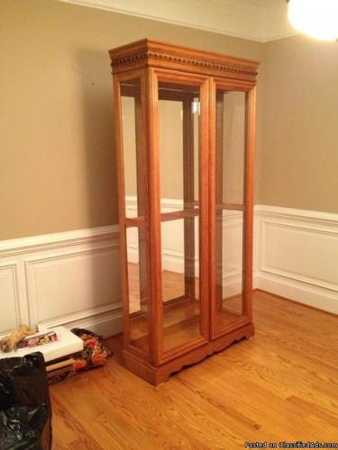 Solid Oak and Glass Curio - Price: $375