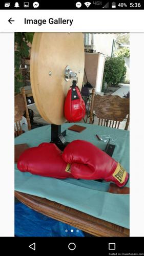Speed bag and boxing gloves