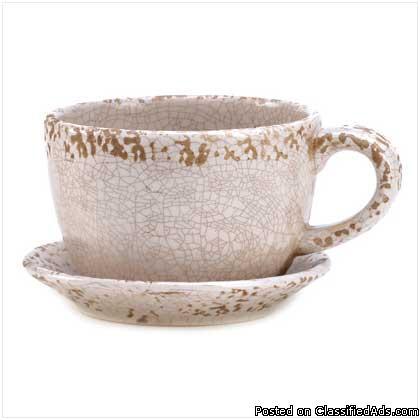Teatime Delight Ceramic Planters Teacups Garden Decor - Price: 19.95