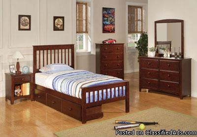 Twin all wood cappucinno bed w/o matt. new - Price: 145.00