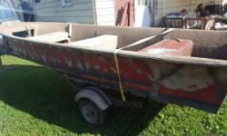 condition: fair
length overall (LOA): 14
propulsion type: human
14 foot boat with trailer no title to both boat does float no leaks need gone, $400 or best offer