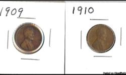 Welcome!
I have up for sale?
1909 & 1910 LINCOLN PENNIES
CIRCULATED.
$5.50
FREE SHIPPING!
These beauties will surly make a great addition to any collection or a fantastic start of a new and rewarding hobby! Please examine the picture close and grade the
