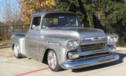 PRICE REDUCED!
This 1959 Chevrolet Apache is a pro tour truck featuring a balanced and blueprinted 375HP SBC with 700 R4 transmission, posi-traction rear end, and dual Flowmaster exhaust system. This beast rides low on 5 spoke polished wheels, 4 wheel