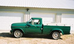 Great looking Studebaker Champ with 63,586 original miles.Older repaint in original green color. 6 cylinder engine runs like a "CHAMP' Three-speed manuel transmission. You can drive this one home anywhere. Has custom box cover wirh studebaker logo on it.