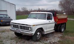 Ford 1 Ton dump Truck, engine 360, 2barrel, 4 speed, all new brakes, new upholstery, runs good,
needs some body work, will make good landscaping truck, priced to sell