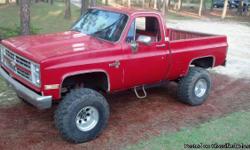 Runs great, 350 motor with aluminum heads electric fans, holley carburator with holley electric fuel pump and rugulator, 35X14.50 super swamper tires like brand new on mickey thompson rims, interior has been redone, flowmasters, 350 turbo transmission,