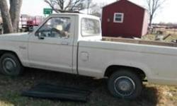 1986 Ford Ranger Pickup ? White, standard shift, 4 cylinder. Needs a timing belt. GAS SAVER!! ***** Only $1,100.00 OBO ***** For more information contact 903-498-7006 or 214-243-6540. TRADES WELCOME ? LET?S MAKE A DEAL!!!