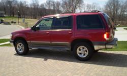 2000 Ford Explorer XLT 4x4. 140,000 miles for sale. Burgundy red with gray interior. Electric windows, locks, driver's seat. Privacy glass. In good shape. Has been kept mechanically sound. Within last year: new fuel pump, U joints, brakes, sway bar kit,