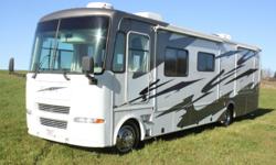 Only 9,978 miles, 2nd Owner, Non-smokers, No pets;
Includes Workhorse chassis with 8.1L GM gasoline engine; 4sp Allison automatic transmission; Onan 7000 watt generator; Inverter/Charger; DishPro satellite system; 1 bedroom slide and 1 living room slide;