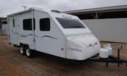 For Sale: 2006 Aliner Cabin A 24FBR.
Dry weight 2820 pounds. Tandem axle with electric brakes. 14? tires less than a year old. Front permanent queen bed with memory foam topper. Dinette and sofa convert into beds. Sleeps 6. Cloths closet. Self contained