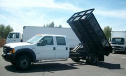 4110-p 2007 ford f550 crew cab dump..diesel auto
air cond..seats 6..tilt wheel cruise control
factory installed electric trailer brake controller
cd player..111,000 miles..6.0 powerstroke diesel
riuns great..has a 12 foot rugby dump with rmovabel