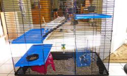 My son was recently given a snake, so I told him he had to find a home for his pet rats. For $50.00 you get a lot....A large cage w/ a glass water bottle, blue wheel , pink igloo & 2 very friendly sweet female rats (scooby & Rati) plus I am throwing in a