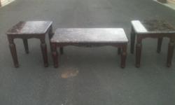 3 piece coffee table set. Bought brand new 6 months ago for $375. Solid wood legs with faux marble top. Asking $225