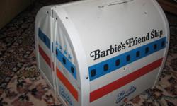 ~*~*~This is a Older Barbie Airplane. It is in good condition for its age. It has the handle to carry it, and the latch to hold it close The top latch is broken . Very Cool Blast from the past. It does have a couple small tears in it by the handle, and on