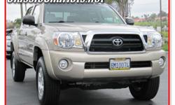 2007 Toyota Tacoma Double Cab PreRunner SR5. Antilock brakes, AC, sliding rear window, power locks windows and mirrors, cruise control, AM/FM/CD, dual air bags, bedliner, alloy wheels, 4.0 liter V6. Automatic transmission, 4-door.
Exterior: Gold
Interior: