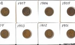 Welcome!
I have 8 nicely detailed, circulated coins for sale?
8 INDIAN HEAD PENNIES - CIRCULATED
1901, 1902, 1903, 1904, 1905, 1906, 1907, 1908
$25.00
FREE SHIPPING!
These beauties will surly make a great addition to any collection or a fantastic start of