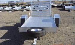 This Aluma Trailers 548LW Single Axle Aluminum Motorcycle Trailer is 4FT by 8Ft Long, it has a GVWR of 2,000 Lbs, and a Payload capacity of 1,680 Lbs, it has Aluminum Fenders, A DOT Lighting package, 13 Inch Tires with Spare Tire, and Mount included, a 5