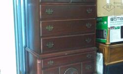 This is a wonderful American antique Philadelphia high boy chest of drawers dresser that is made out of mahogany. The antique dresser has 7 drawers and is 72" tall, 36" wide, 18" deep, and it is in great condition! This is a wonderful solid piece of
