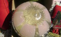 beautiful antique pink textured glass, art deco ceiling fixture - stunning -nice condition
