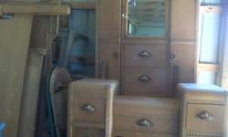 headboard-footboard-fullsize-sm dresser no mirror (just back)-tall dresser-4 door w/mirror cabnet and 2-sided hangin room.