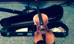 Great little violin perfect for beginners comes with case and bow. Stays in tune and has good tone.