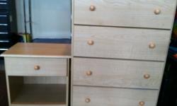Chest of drawers and night stand still in excellent condition. Light in color. Sold as set.