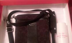 Coach Hand bag. &nbsp;Brand new and never used. &nbsp;Includes a $30 bottle of Signature Fabric Cleaner. &nbsp;$85