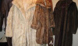 one off white mink,one mink/ light brown with hood,one fur with leopard spots,one full length brown leather
.another full length black leather with fur collar...dressy nice
90.00 for all coats...
shoes..40.00. for all or everything 120.00
moving south
843