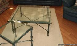 Coffee table has 1/2 bevelled glass top