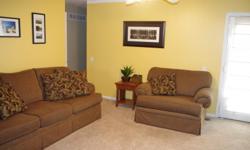 Over stuffed dark brown couch with matching chair. Chair and couch come with matching accent pillows. The brown color is neutral enough to work with any color scheme but as a darker brown offers a wonderful contrast to just about any paint color. The