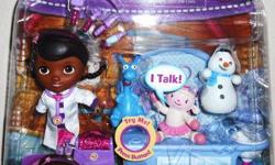 DISNEY DOC McSTUFFINS MAGIC TALKIN' CHECKUP 10 piece SET WITH LAMBIE, STUFFY, AND CHILLY.
Set is new in factory sealed package!
Play with and help Doc McStuffins bring her toys to life with her magical stethoscope in this Disney Doc McStuffins Clinic