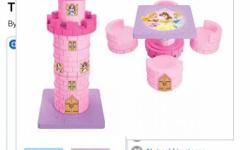 Disney princess tower transforming 2 in 1 table and chairs. Basically it's forms a tower and can be rearranged to be a table and 4 chairs. Paid over 100 asking $45.00 or best offer