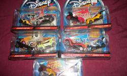 Disney Wild Racers~~They are neat cars and there are 5 unopened 2 packs. They sell anywhere between $15 to $20 per pack (per different sites online). Will part with all 5 packs for $30 1. Lion King ~~ Pride Land Flyer & Sinister Streetrod 2. Lilo & Stitch