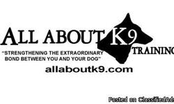 Professional All Breed Dog Training for all ages. Training dogs from all over the country with great results. Board to train is the quickest way to train your dog and we GUARANTEE all our programs. Check us out today at * allaboutk9.com *