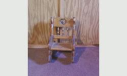 SMALL ROCKER FOR DOLL. 7 INCHES WIDE, 13 INCHES IN HEIGHT. $7 contact me at jejmej1@yahoo.com or 713-868-9500 in Jonesboro, IL