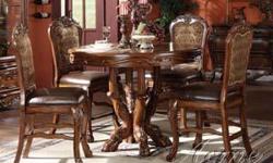We understand the royal lifestyles are not the exclusive domain of the aristocracy. Enjoy the rich craftsmanship and color. Dresden Counter Height Table will hold the attention and one that is breathtaking memorable. This pedestal base with bear claw