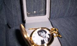 Elvis pocket watch brand new Gold with case and his picture on the dial