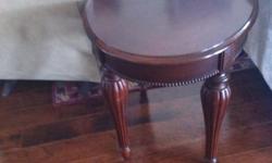 Lane end table. Can also be used for a side table, occasional table or even a night stand. Has tray that pulls out for writing or to put drinks on. Measures oval 24hx26dx22w. Excellent condition. Original price was $300. Moving must sell.