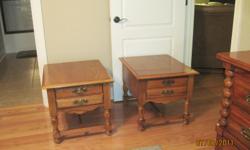 2 oak end tables great condition, also 1 matching oak sofa table $75.00 in great condition.