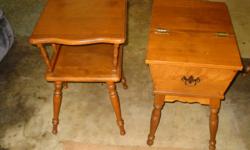 Solid wood tables. Light walnut finish. $`10.00 each or $35.00 for all four.