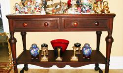 Antique, elegant and sophisticated buffet/entry table made walnut or mahogany wood. Very old never been refinished on its original patina, hardware and plenty character. Very good constructive condition. Measurements are: 52 inches width, 22 inches depth,