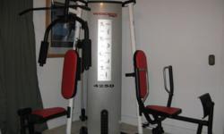 Weider Pro exercise machine has Chest Press, Bicep Curl, Butterfly Press, AB Crunch, Leg Extenison, Leg Press, Lat. Pull Down and Leg Curl.
Like new hardly used.